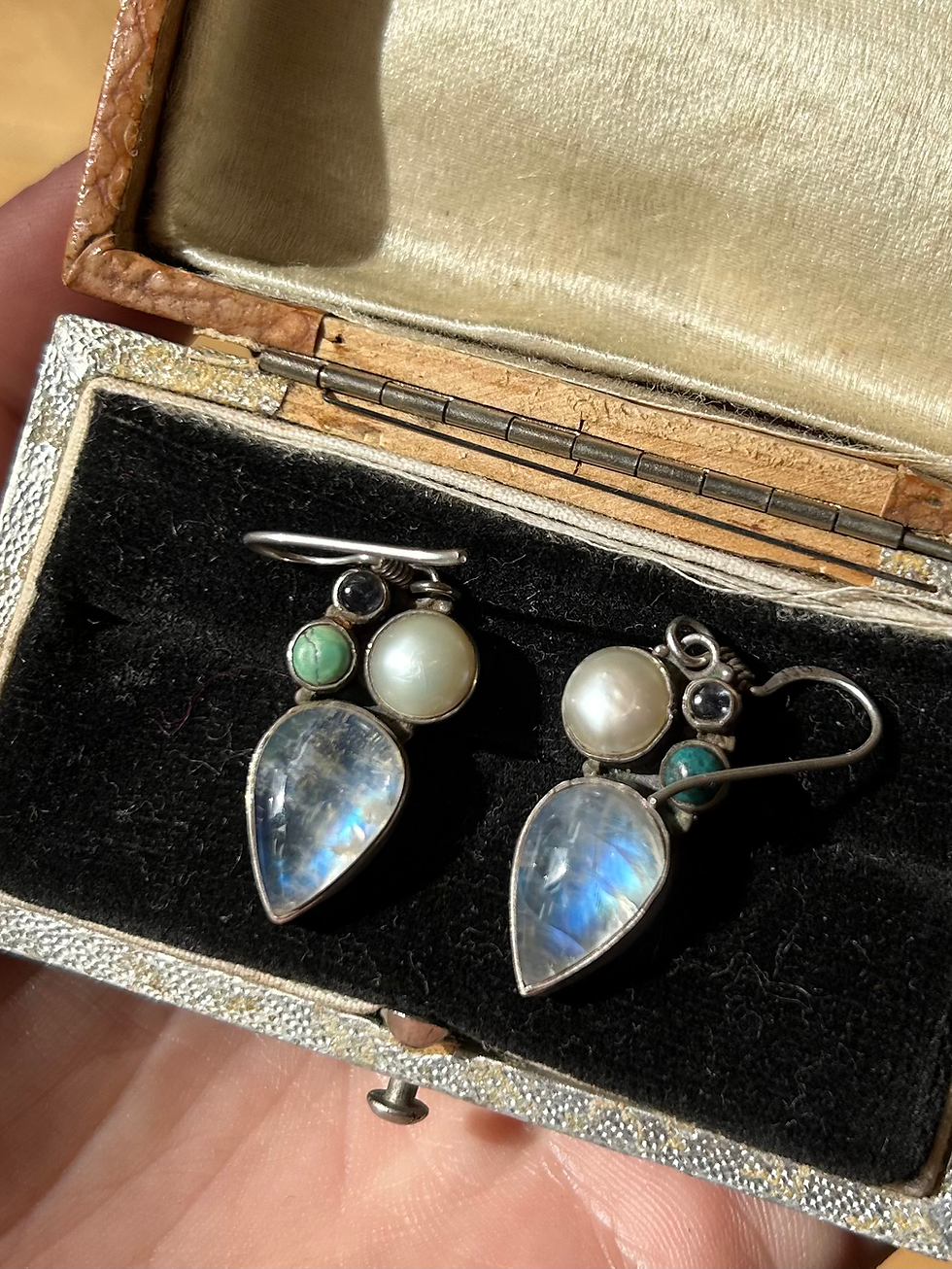 Thumbnail: Silver Moonstone and Pearl Earrings