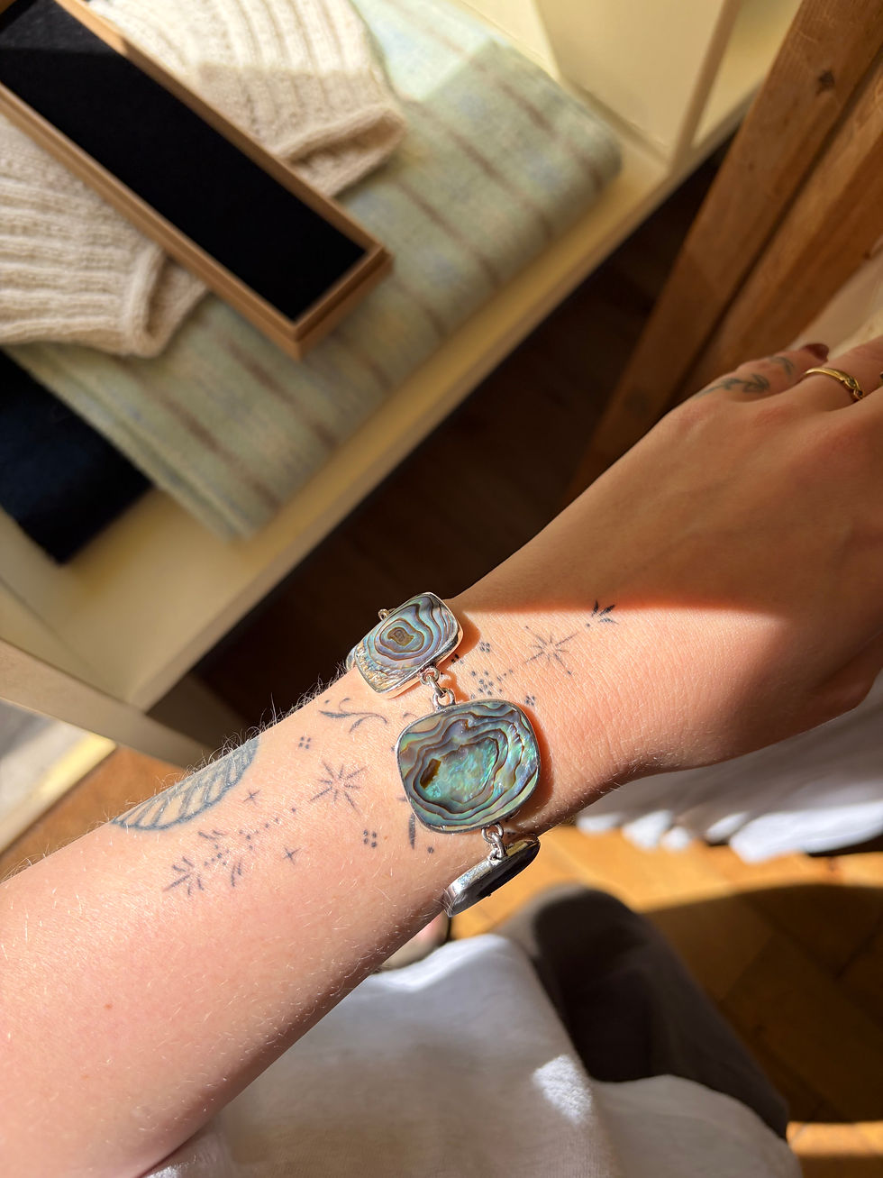 Thumbnail: Silver Abalone Shell Bracelet