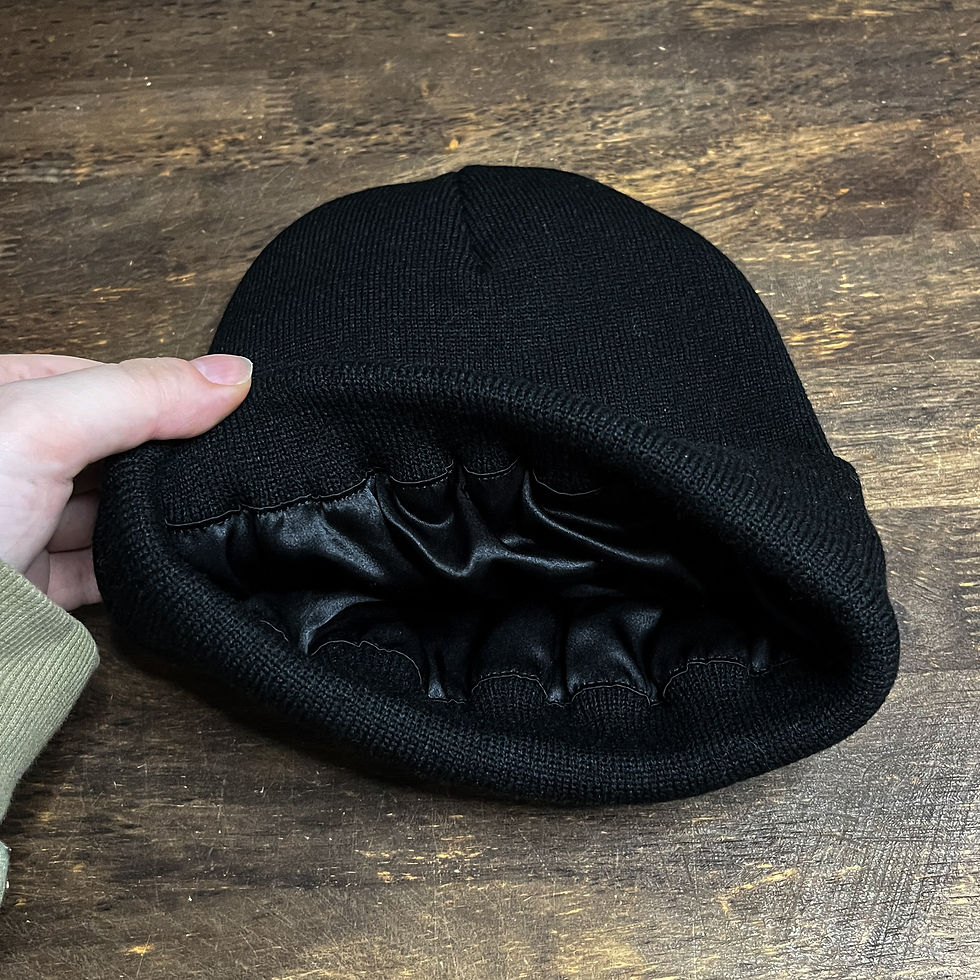 Miniatyrbild: Regular beanie/mössa med insytt sidensatin foder