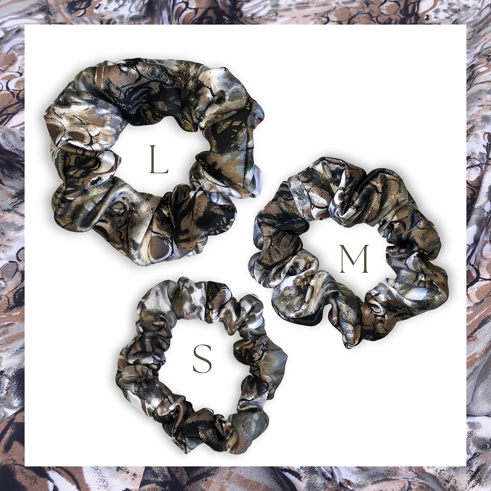BASIC Polyestersatin scrunchies "Brun abstrakt"