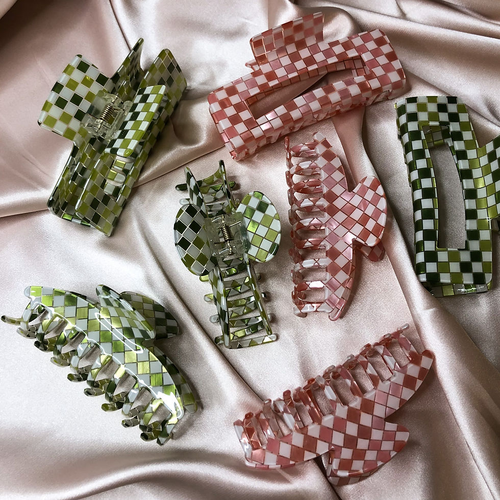 Gingham hårklämmor