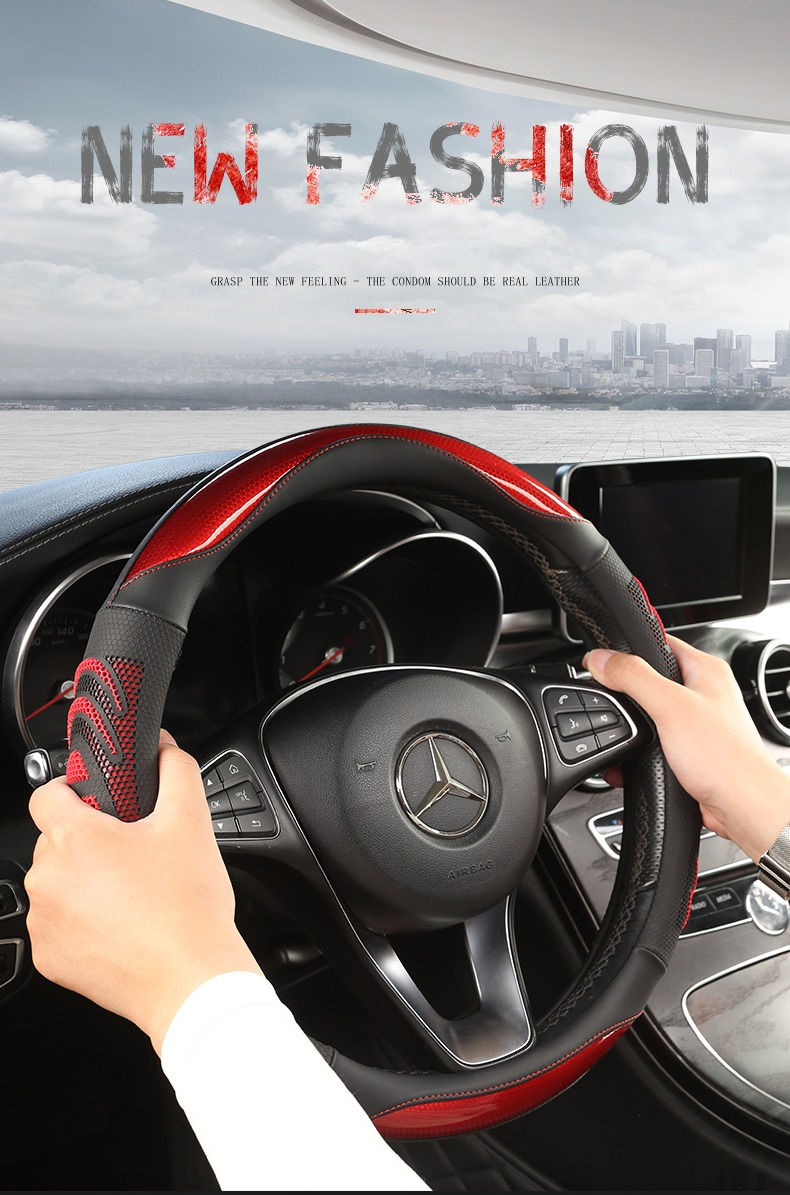 Thumbnail: Three-dimensional Honeycomb Steering Wheel Cover  Durable Leather Cover with Ant