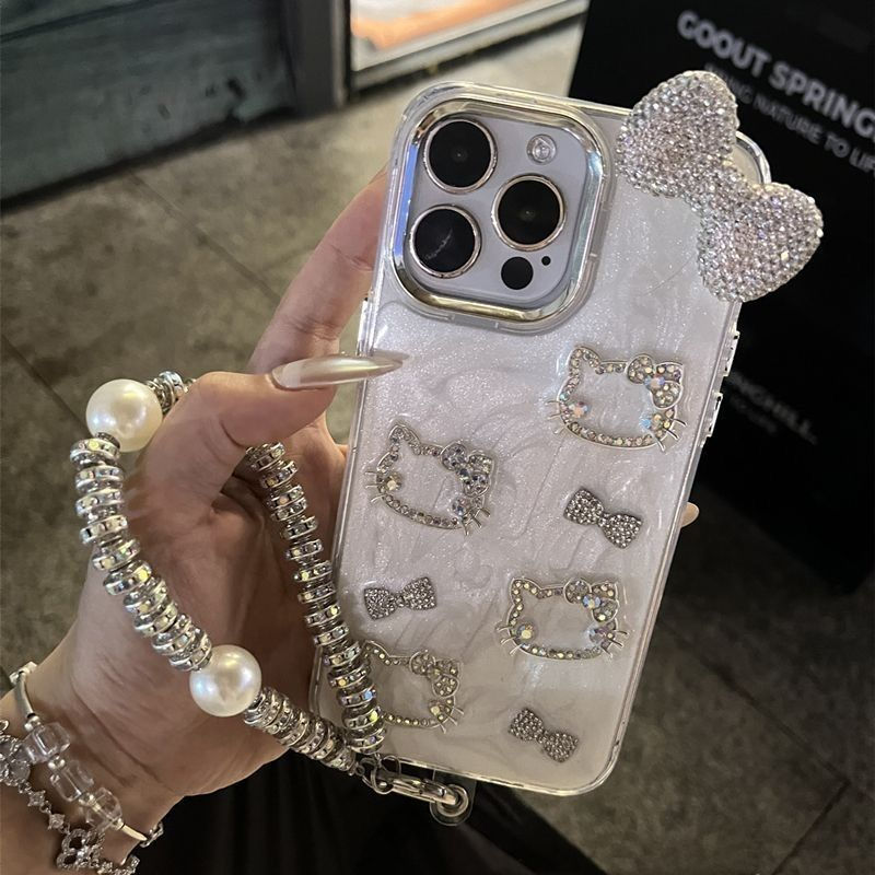 Thumbnail: Hello Kitty Anime Diamond Three-dimensional Chain Phone Case for IPhone 11 12 13