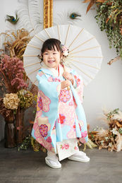 被布で七五三撮影