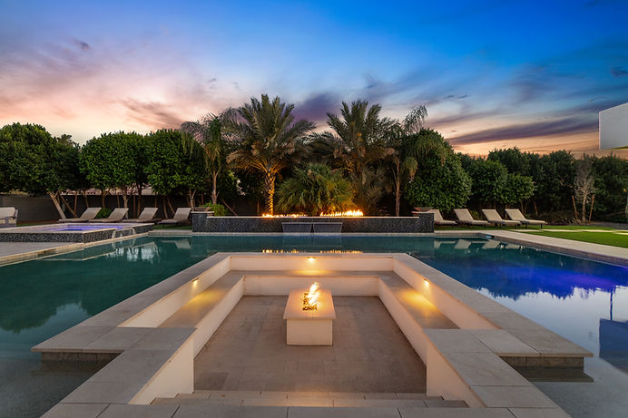 Chandler Arizona Firepit and pool twilight Red Hog Media
