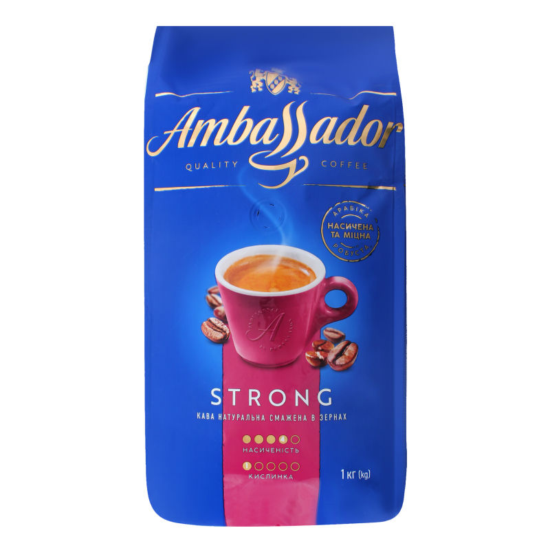 Кава в зернах Ambassador Strongr, пакет 1000г am.53234