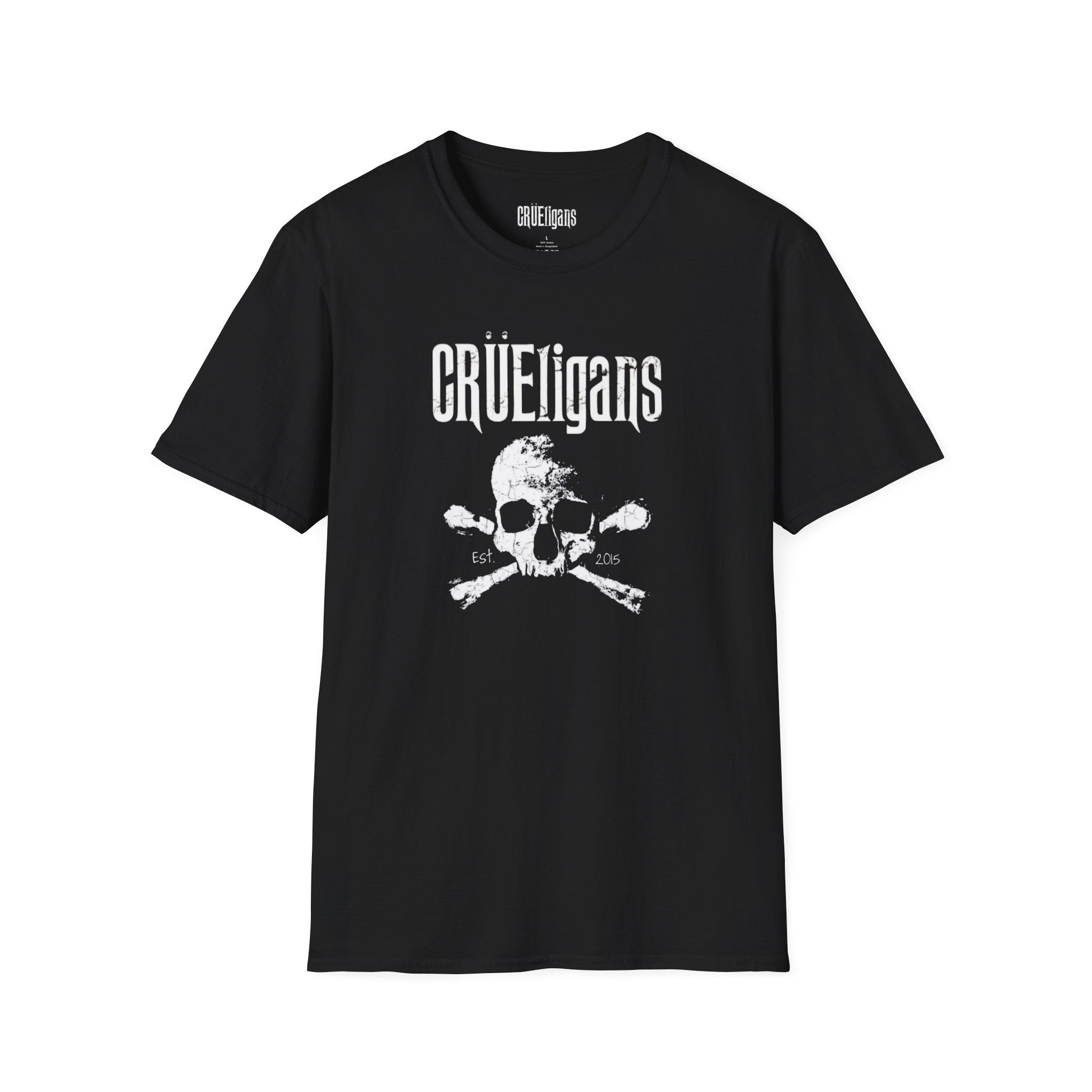 T-Shirt — "CRÜEligans" Skull & Crossbones Rock Band Tee