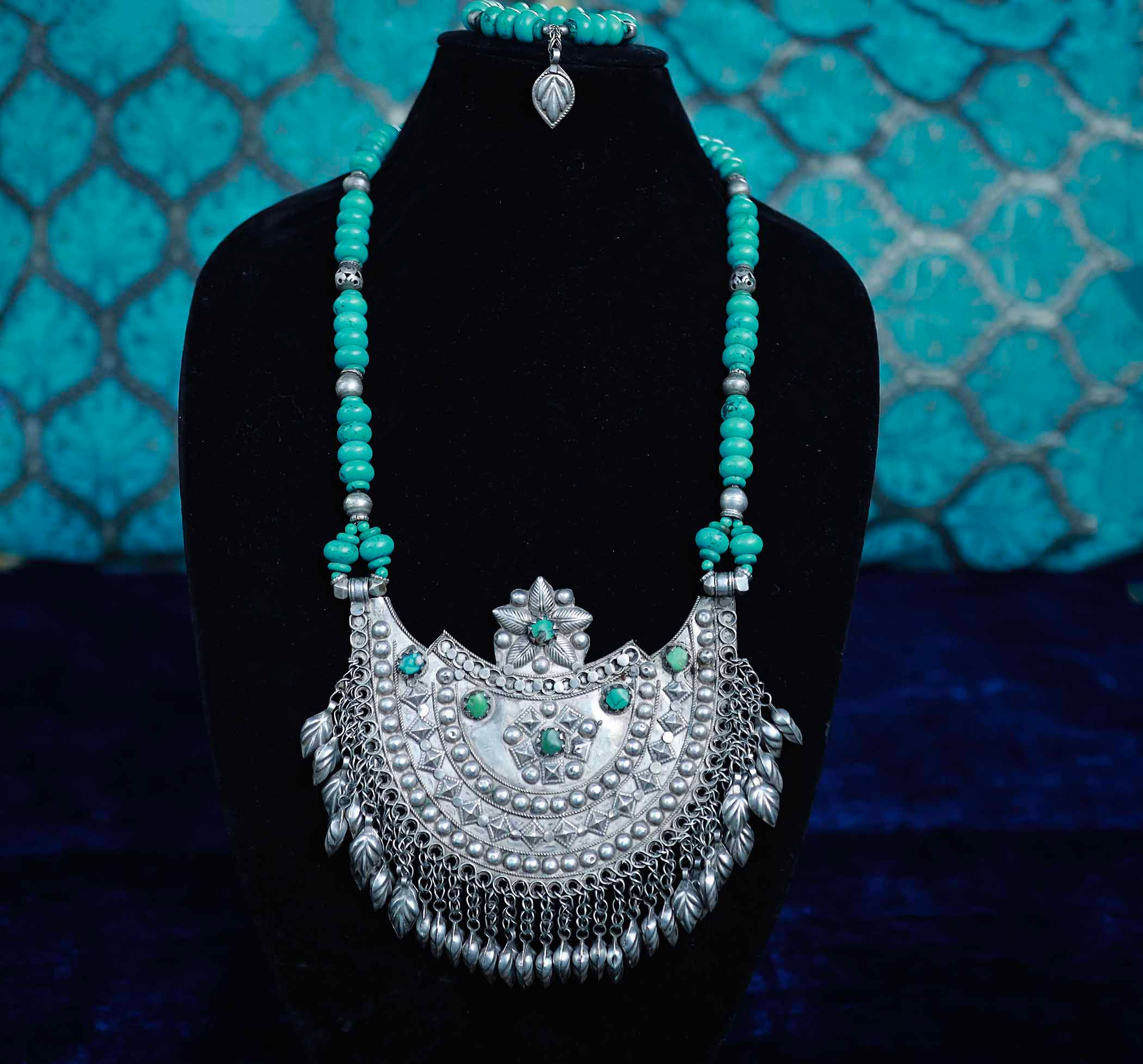 Antique Silver Breastplate & Turquoise Necklace