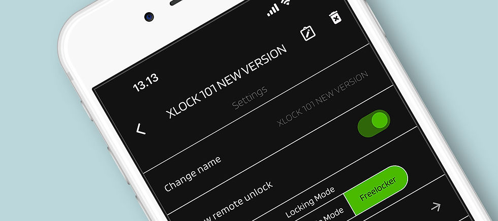 Smartphone zeigt Freelocker-Funktion in XLOCK App