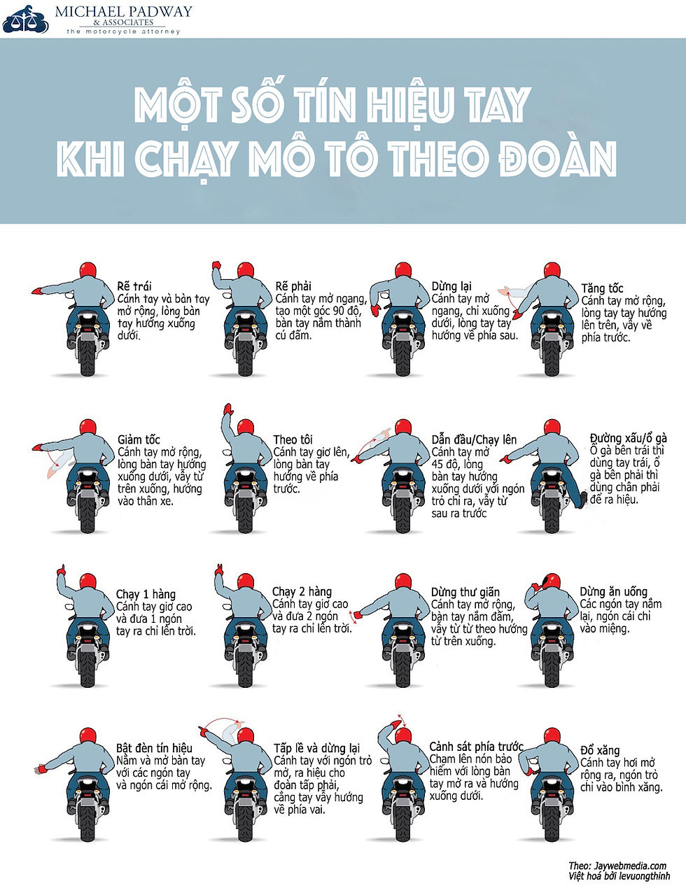 ra hiệu bằng tay khi đi phượt