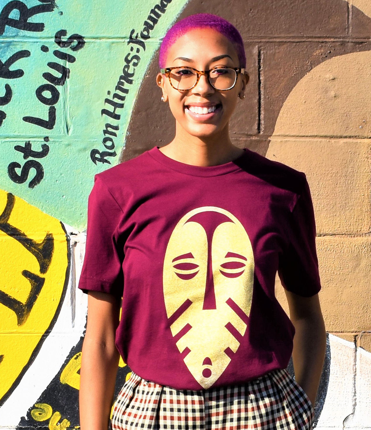 The Black Rep Short Sleeve Burgundy Gold Mask (Back) T-shirt-shirt