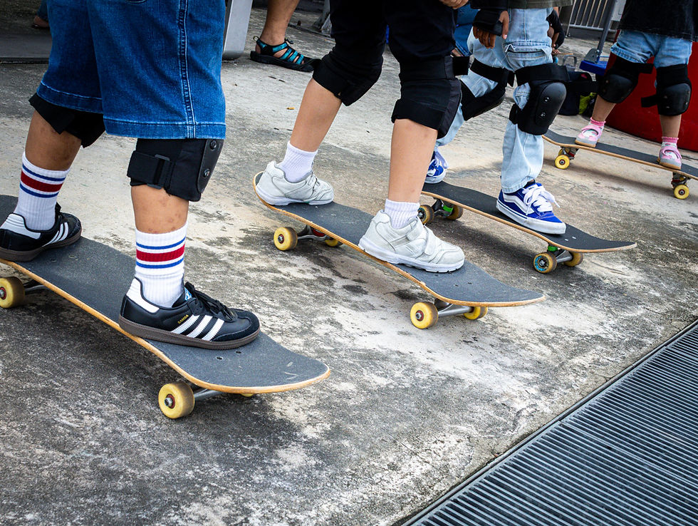 Students in a skateboarding class