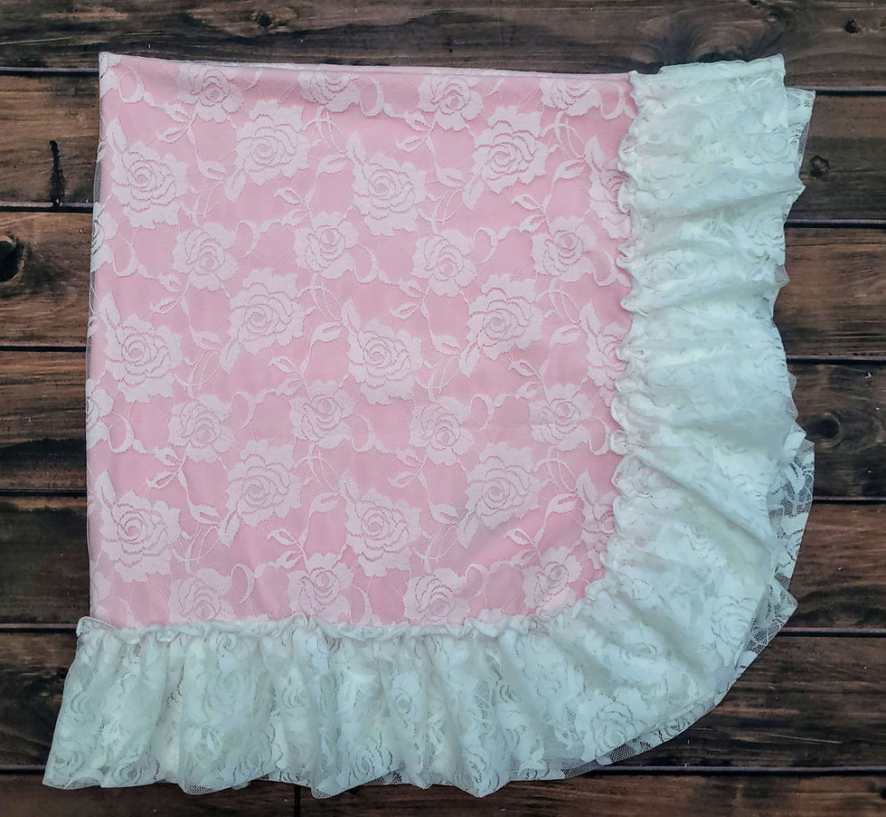Thumbnail: lace receiving blanket pink/off-white(ws)