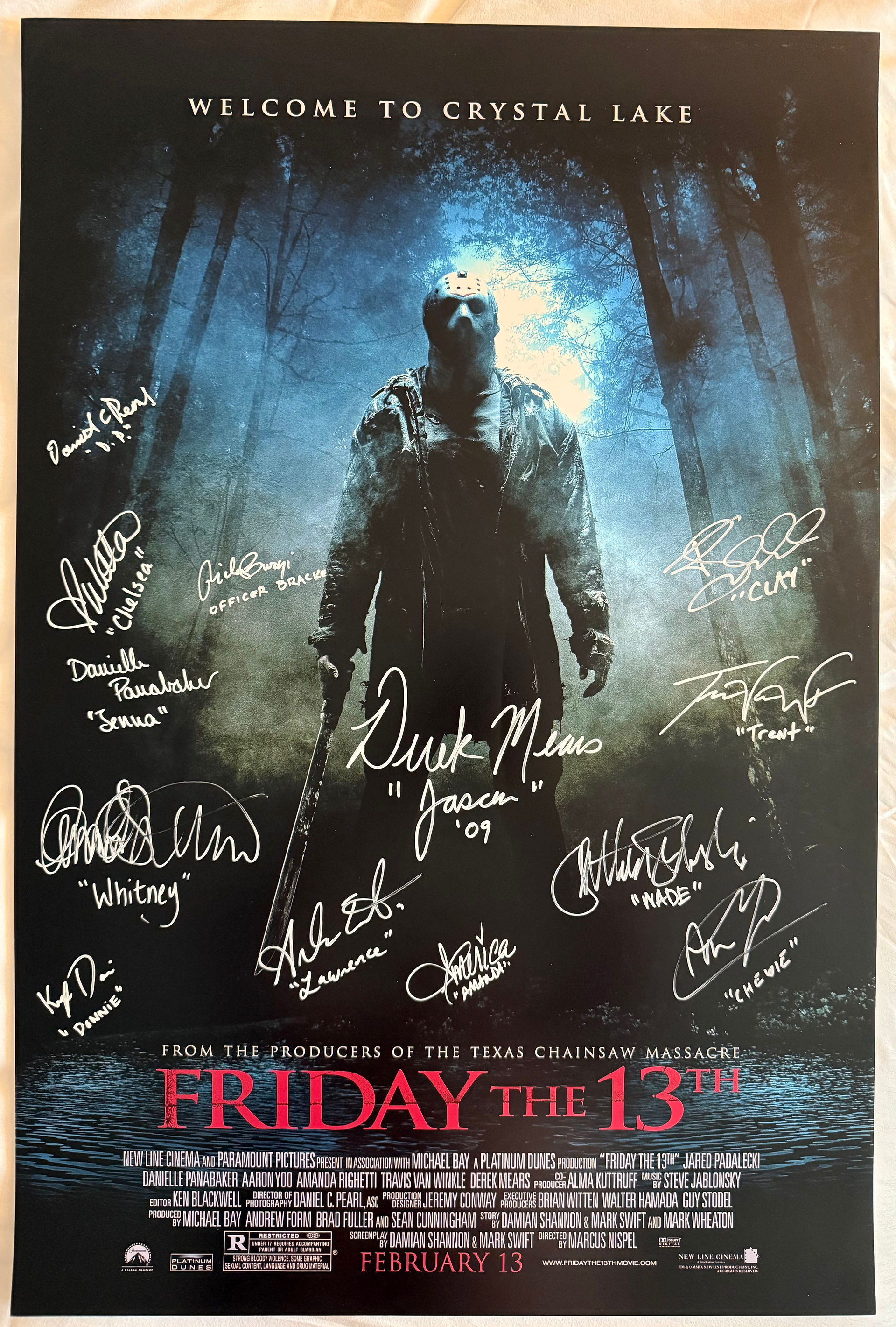 Daniel Pearl Signed Friday the 13th (2009) 24x36 (Signal White Molotow 2mm)