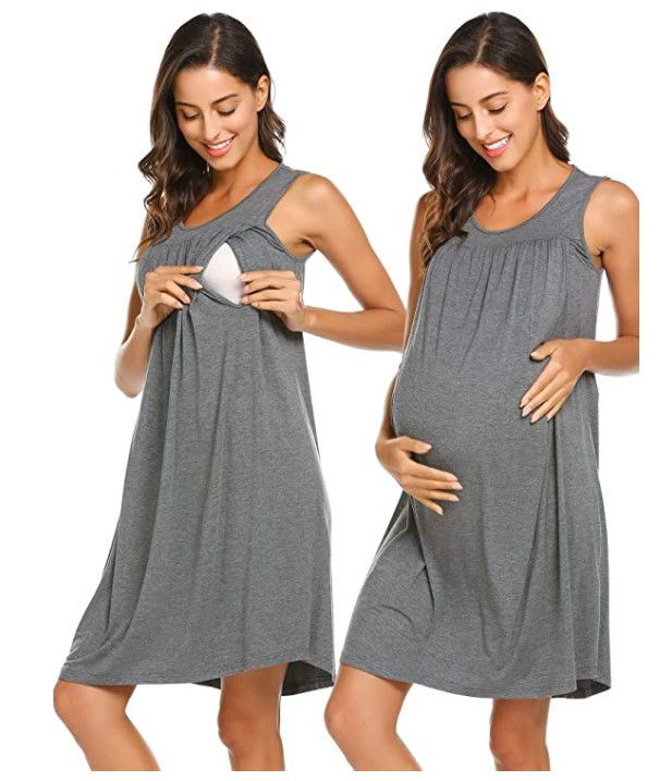 Ekouaer Women's Labor/Delivery/Maternity Nursing Nightgown for Hospital Breastfeeding Sleepwear S-XXL