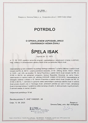 Potrdilo o usposabljanju