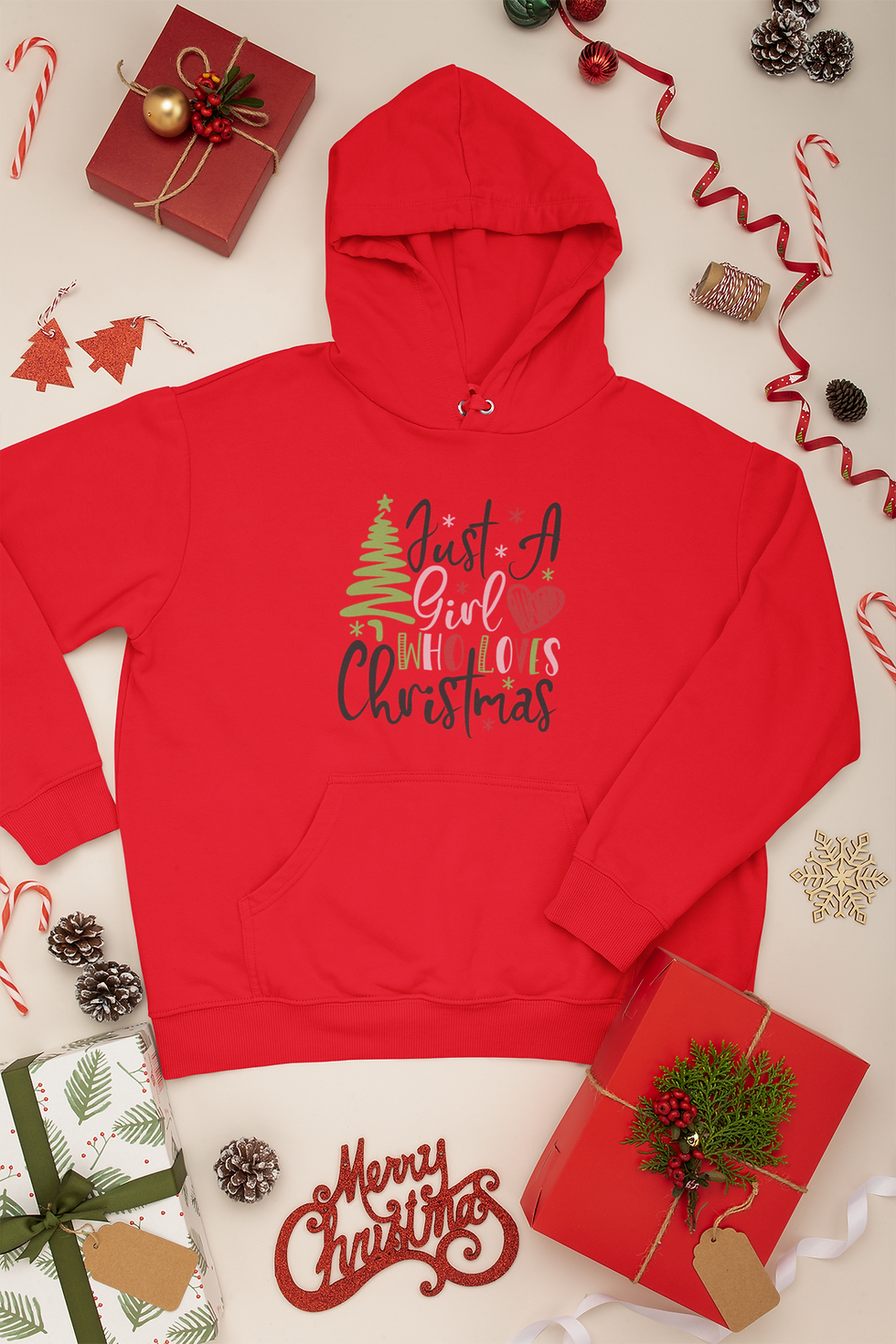 Thumbnail: Cozy Pullover Hoodie ( Just A Girl Who LovesChristmas)