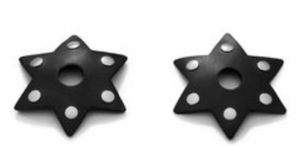 Thumbnail: Faux leather with studs nipple pastie (round & star shaped)