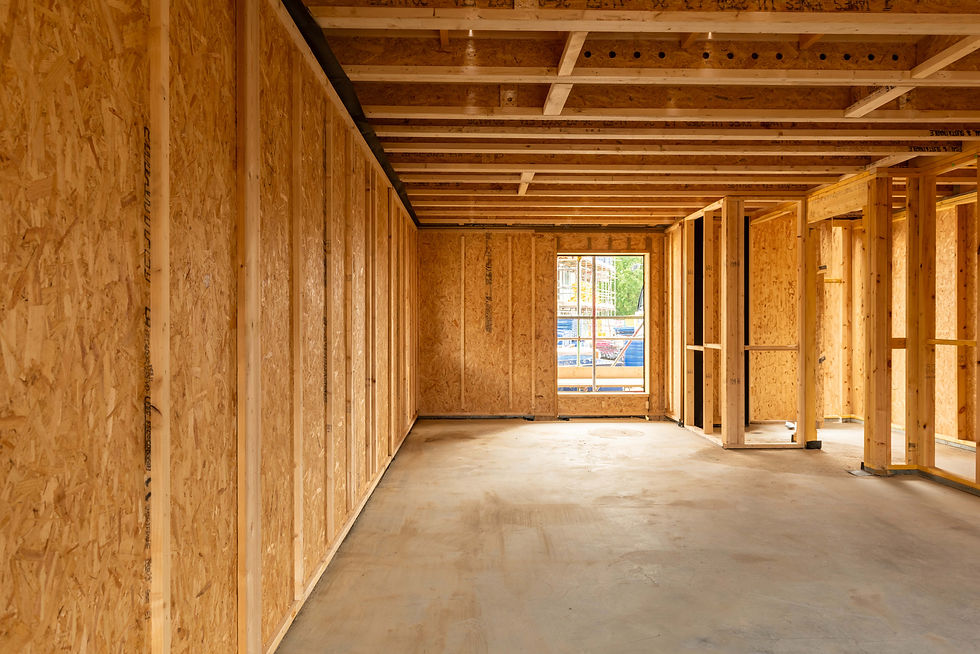 OSB panels in a building