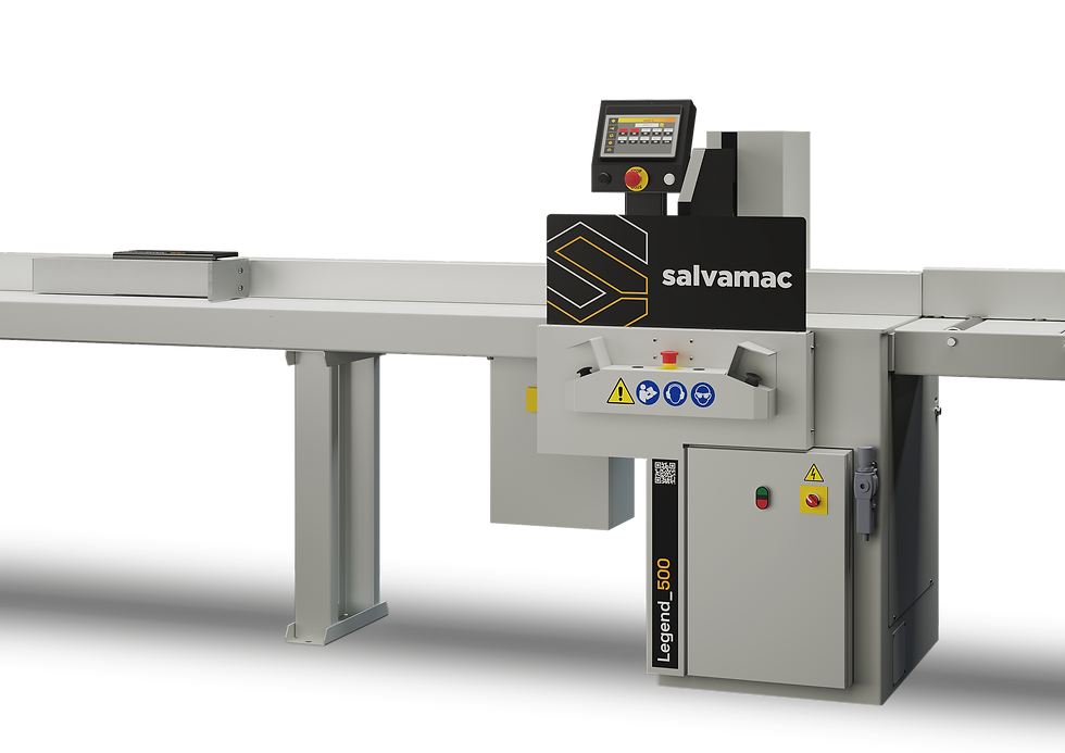 Legend_500 semi-automatic crosscut saw for fast, safe, and quality cuts for medium sections up to 125 mm thick.