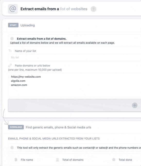 Email, phone & social media extractor from a list of websites.gif