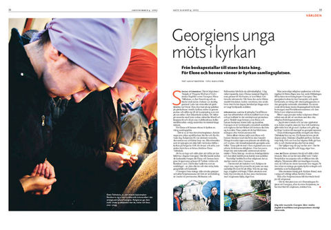 Reportage om nyreligion bland unga i Georgien i tidningen Amos.
