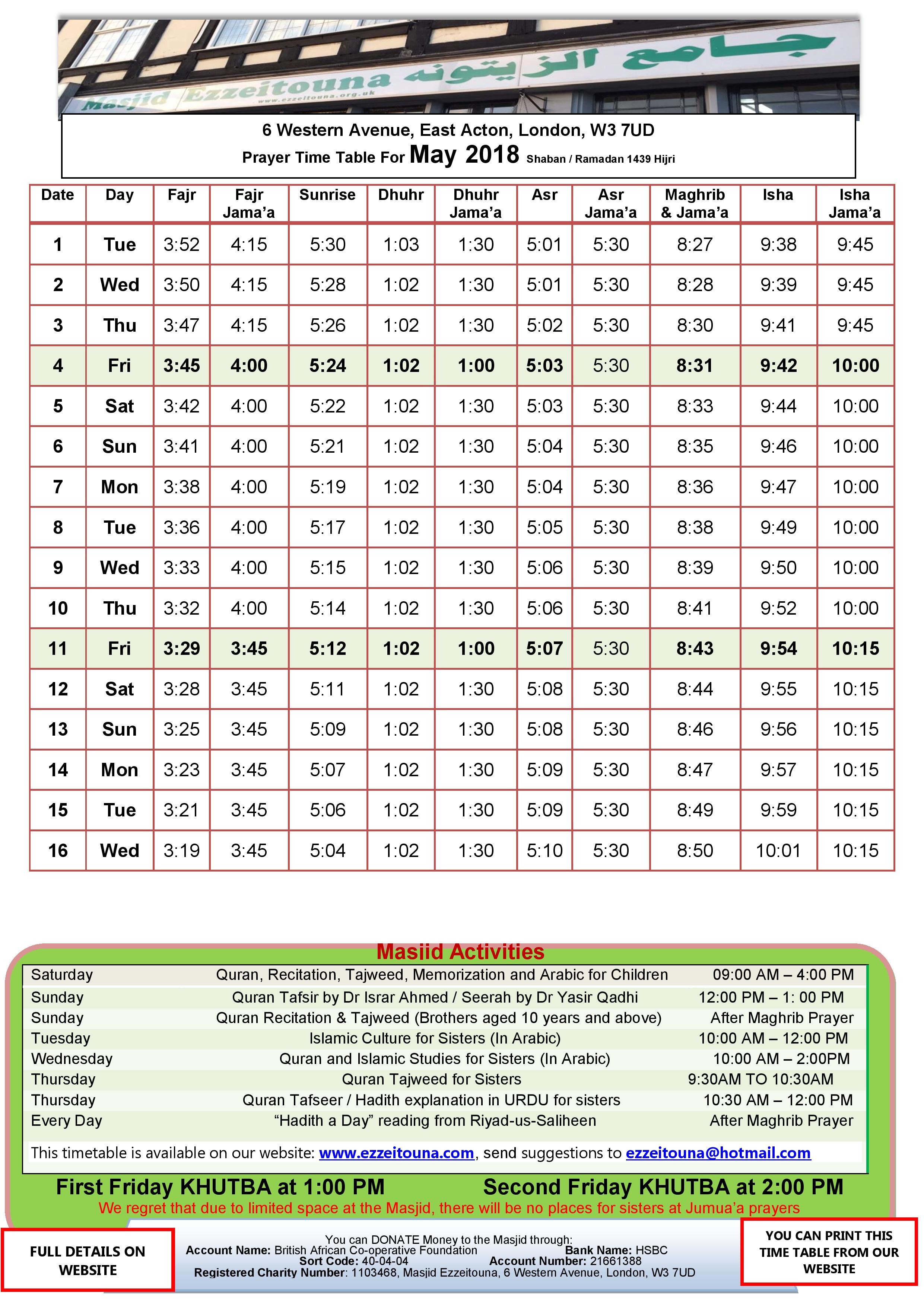 Prayer Times website