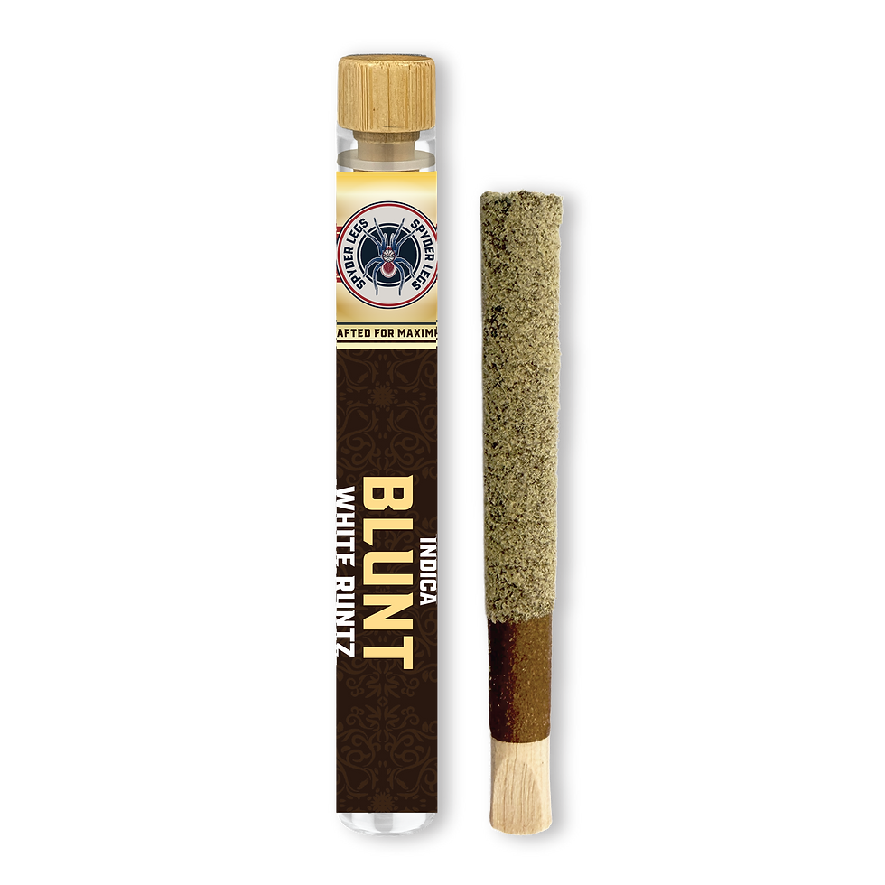 Spyder Legs premium White Runtz infused preroll and signature blunt.