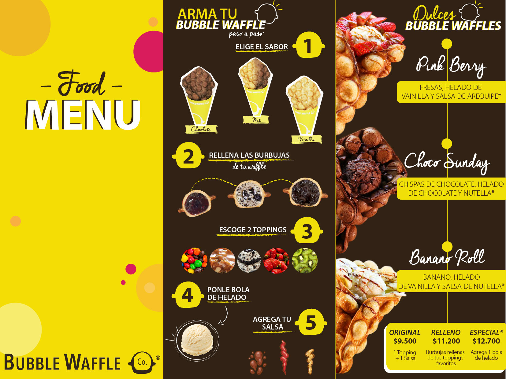 bubble waffle menu
