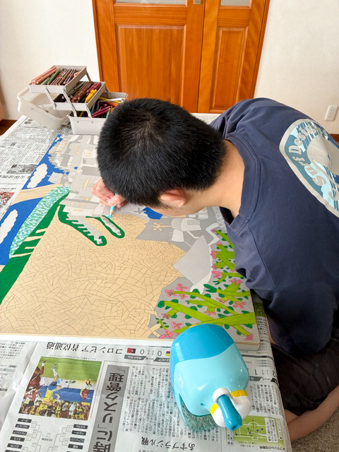 自宅での制作風景