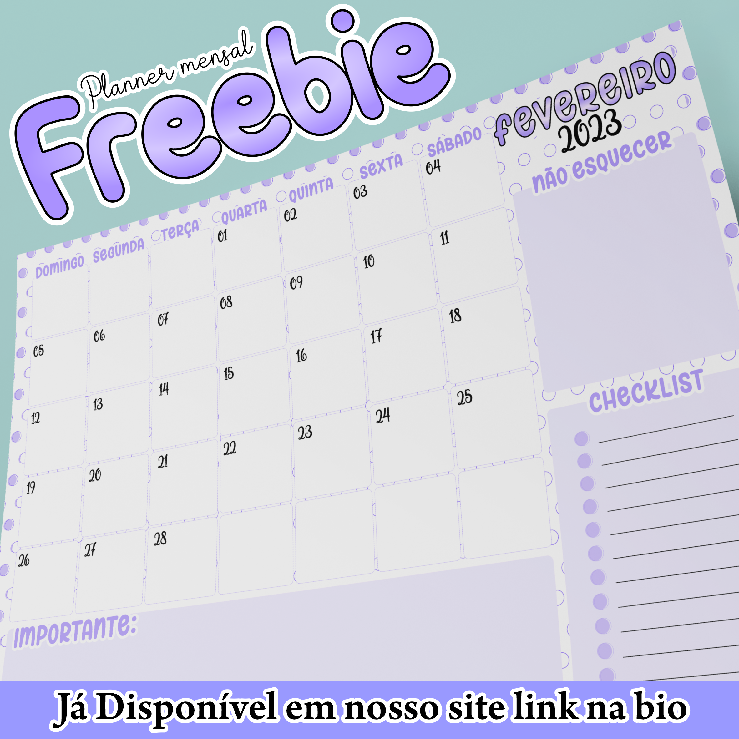 FREEBIE Planner mensal - FEVEREIRO