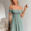 Miniatura: Vestido fruncido de hombros descubiertos floral  Verde
