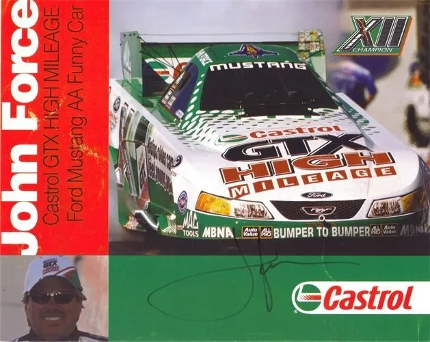 John Force 15 Time funny car Race car Driver signed 8X10