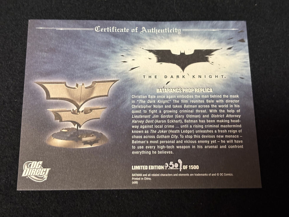 Thumbnail: Batman: The Dark Knight Batarangs Replica Batman DC Direct Prop Replicas