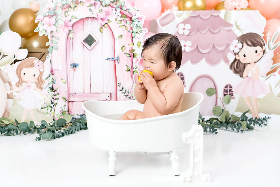 Beautiful studio portrait from Abbey's first birthday fairy garden session at Tiny Bliss Photography in McLean Virginia serving Northern Virginia Washington DC and Maryland families