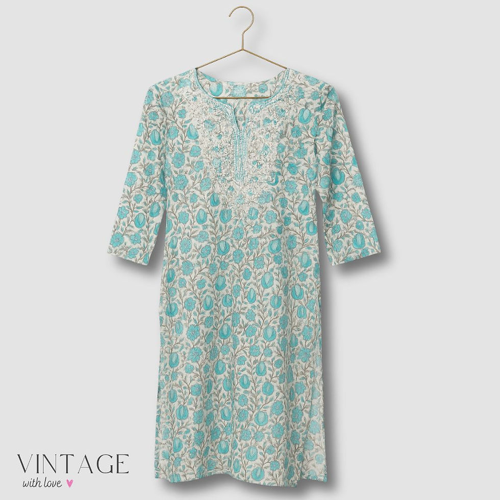 Nakashi Blue & White Patterned Dress - Size 34