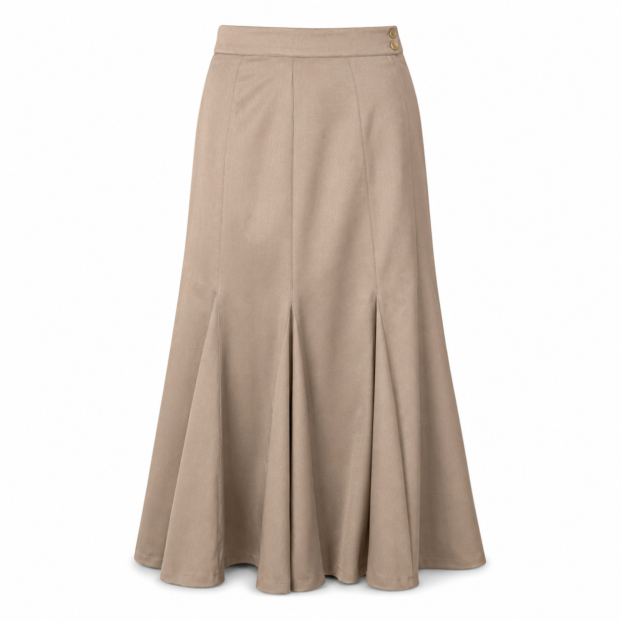 Pure New Wool Taupe Midi Skirt - Size 8