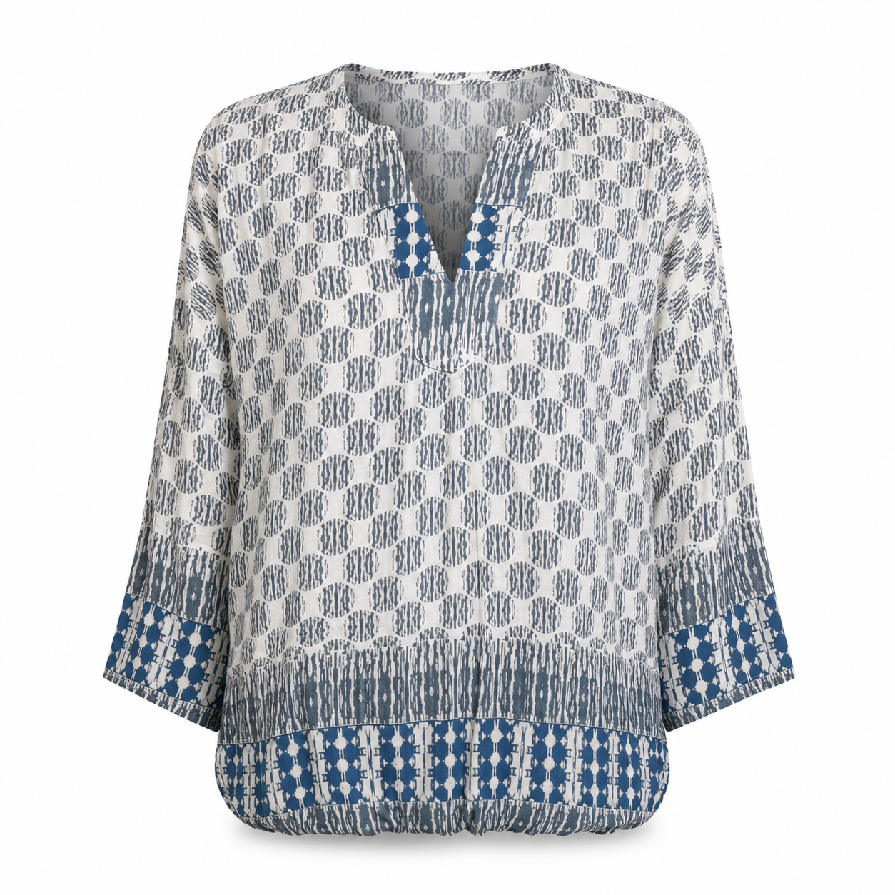 August Blue Geometric Patterned Top - Size XS