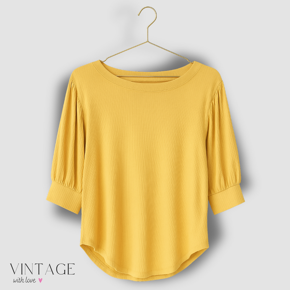 Signature By Des Mustard Quarter Sleeve Top - Size 34