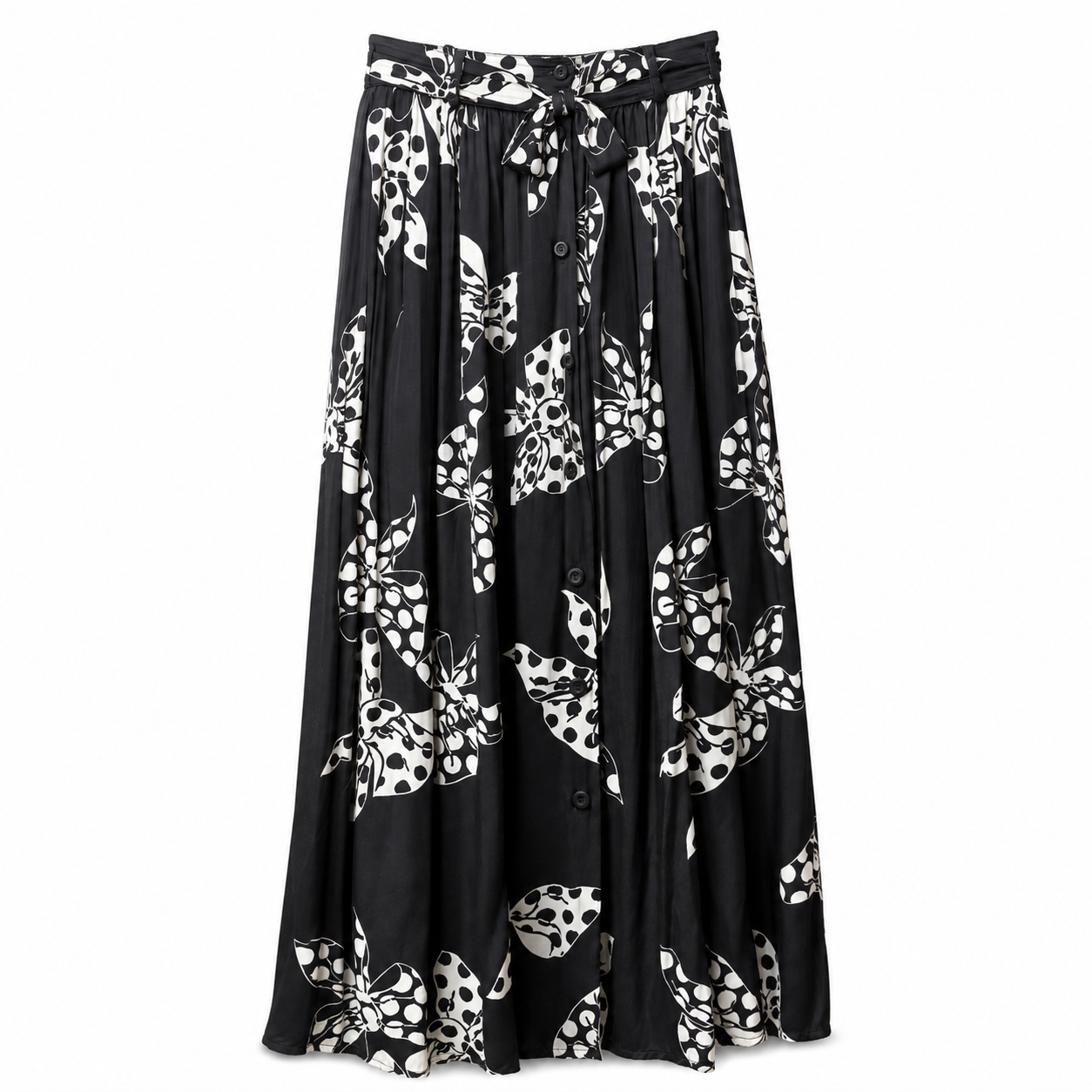Mondi Black & White Botanical Patterned Skirt - Size 12