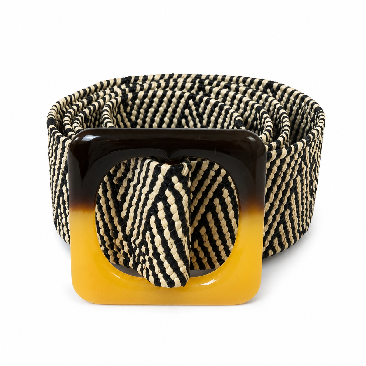 Black & Cream Patterned Belt - Size S/XS