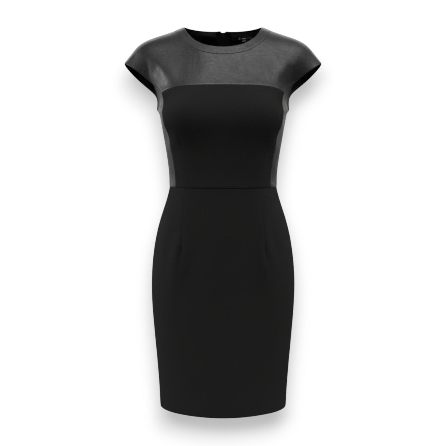 Theory Black Pleather Panelled Dress - Size 10