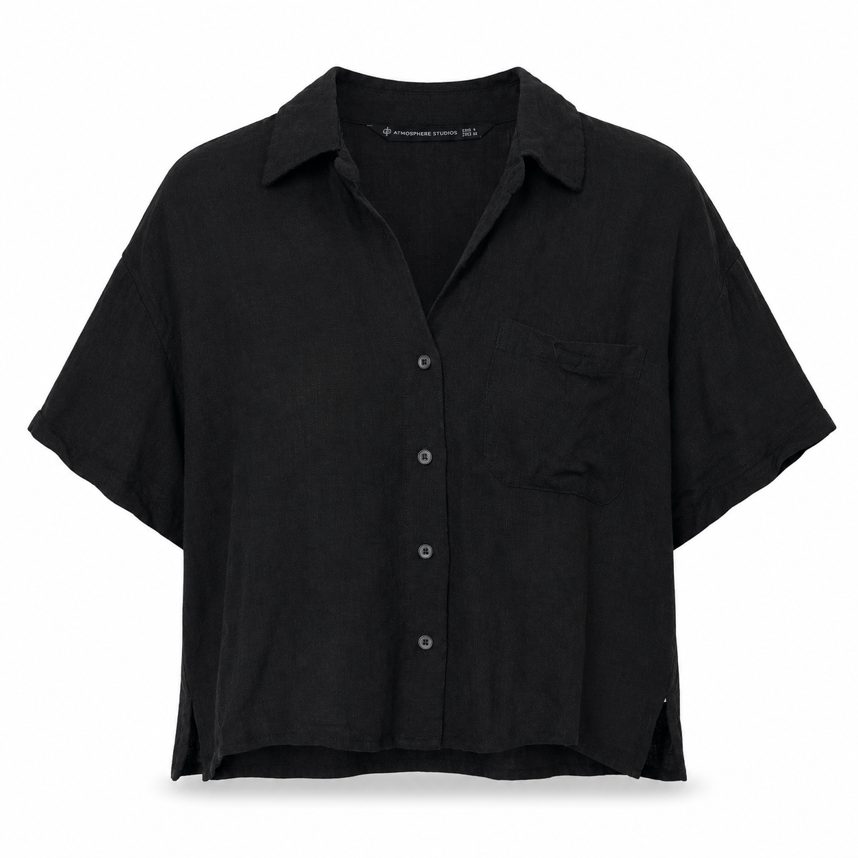 Stradivarius Black Button-Up Shirt - Size L