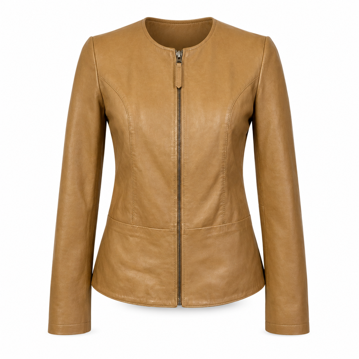 Poetry Camel Leather Jacket - Size 8