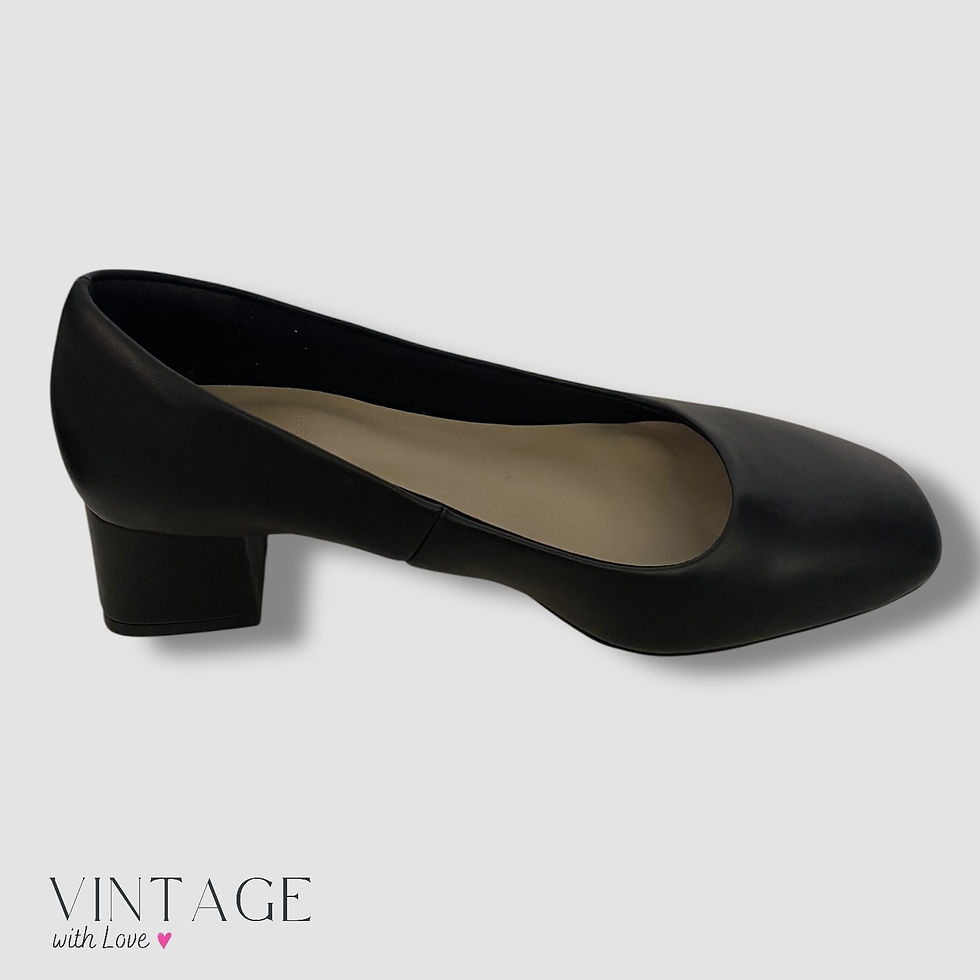 Thumbnail: M&S Collection Black Square Toe Heel - Size Uk 5.5