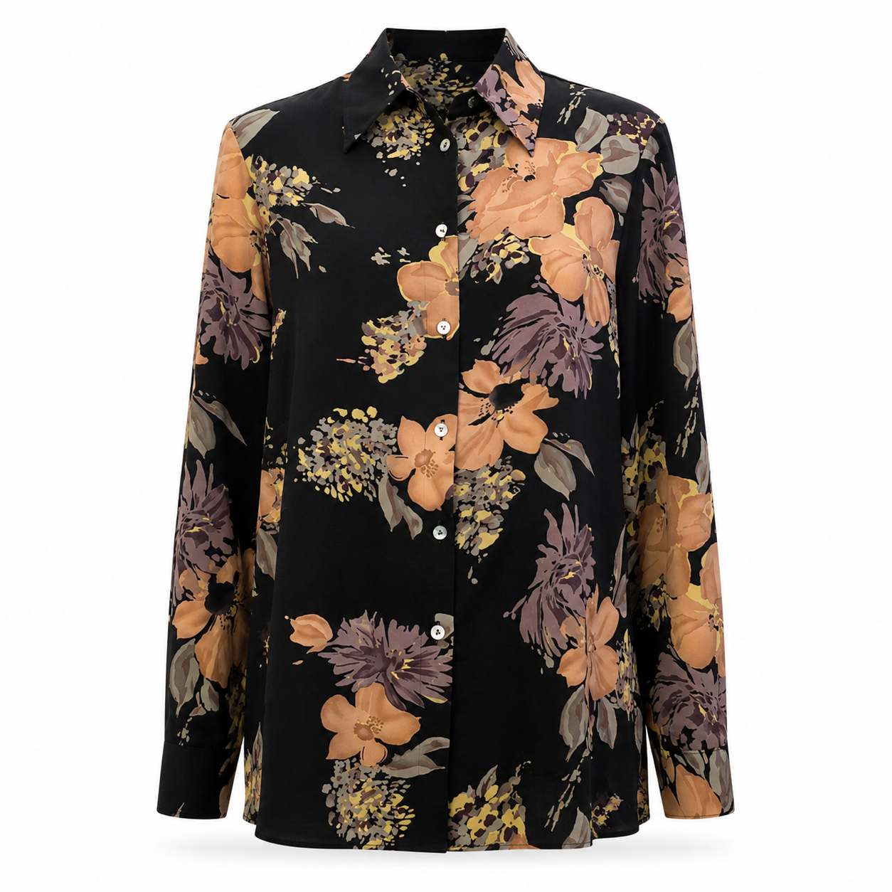 Merien Hall Classics Black Floral Shirt - Size 14 (XL)