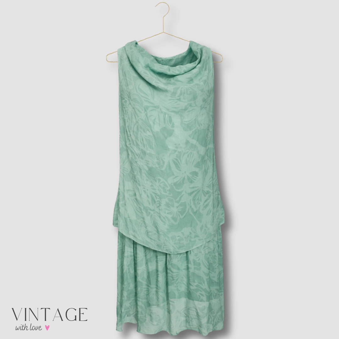 Made In Italy Light Green Sleeveless Cowl Neck Dress - Size Estimate M