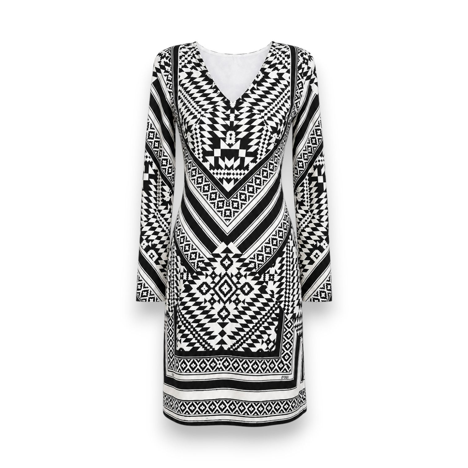 Halebob Black & White Geometric Print Dress - Size XS