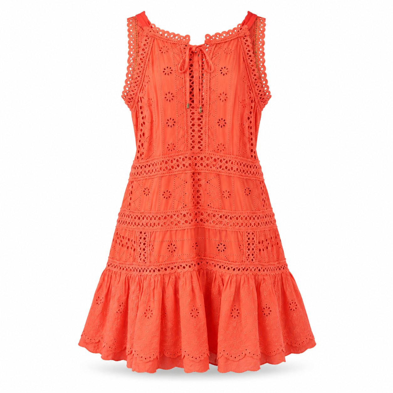 Shana Orange Anglaise Mini Dress - Size Estimated S