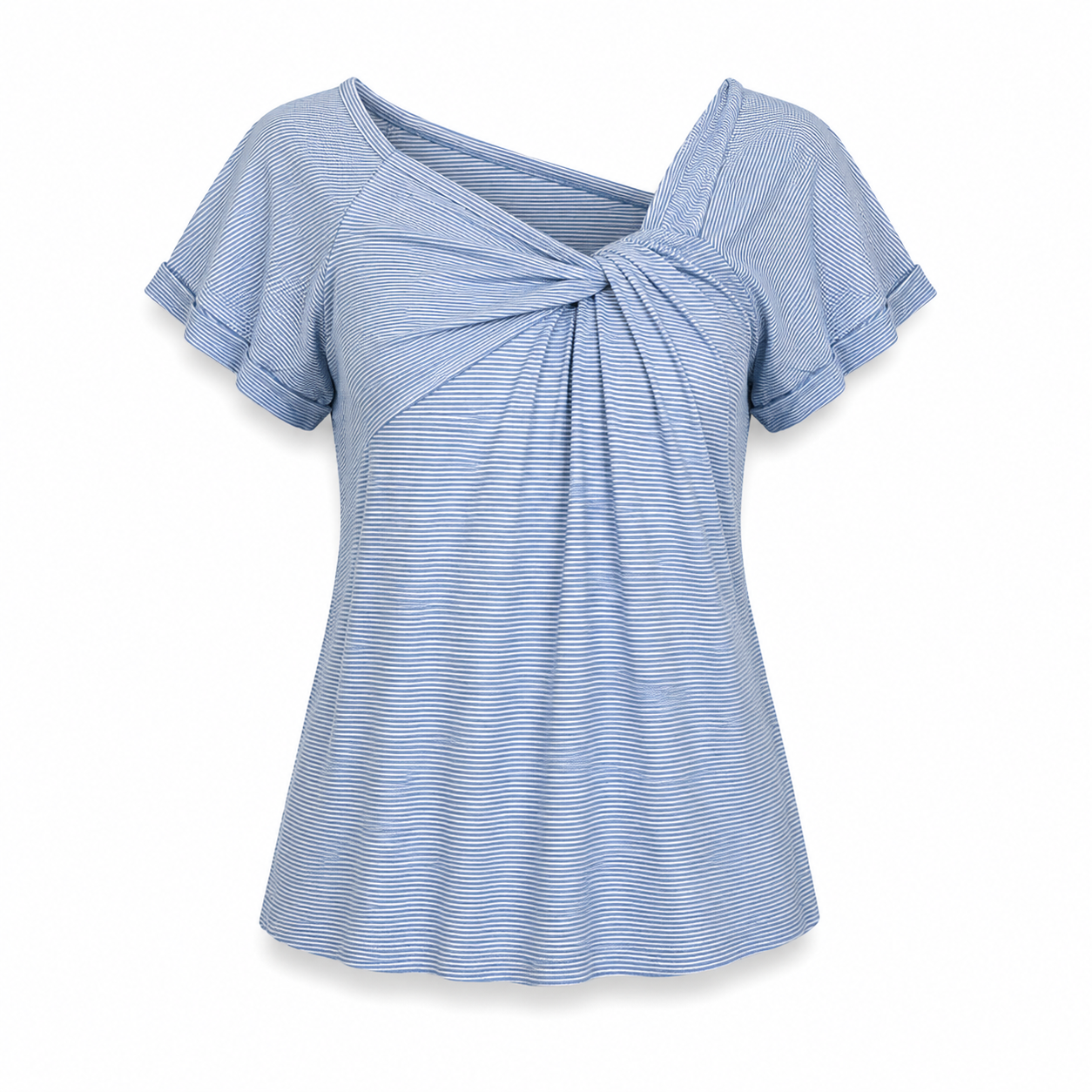 Trenery Blue & White Stripe Top - Size S